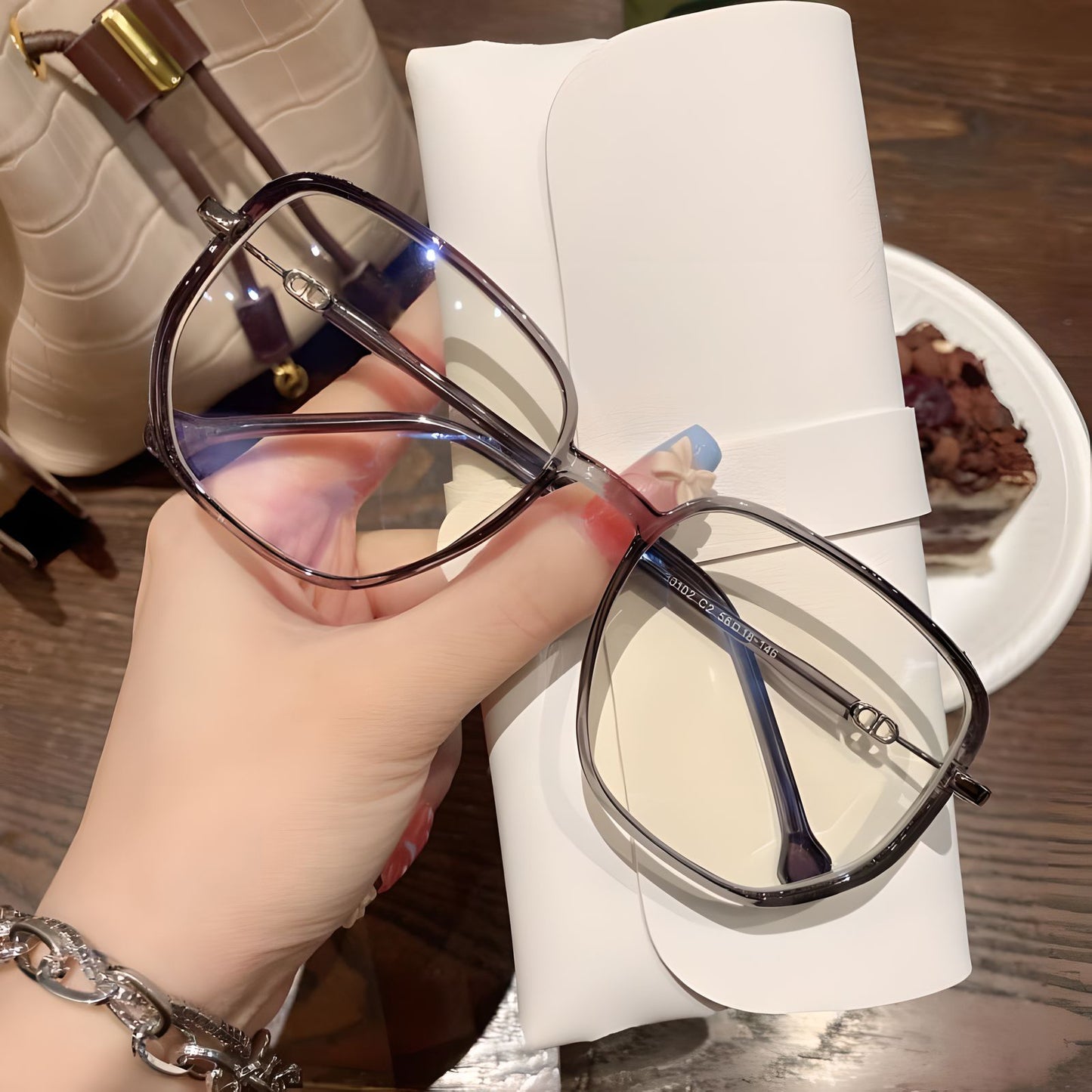 TXOME Lucky Vintage Bling Big Frame Glasses