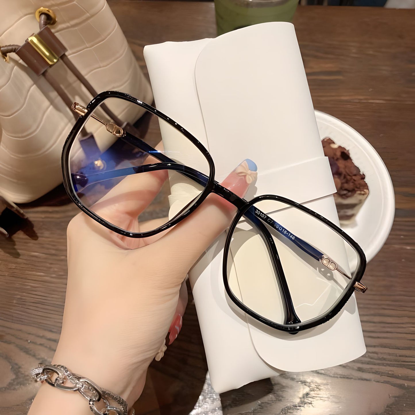 TXOME Lucky Vintage Bling Big Frame Glasses