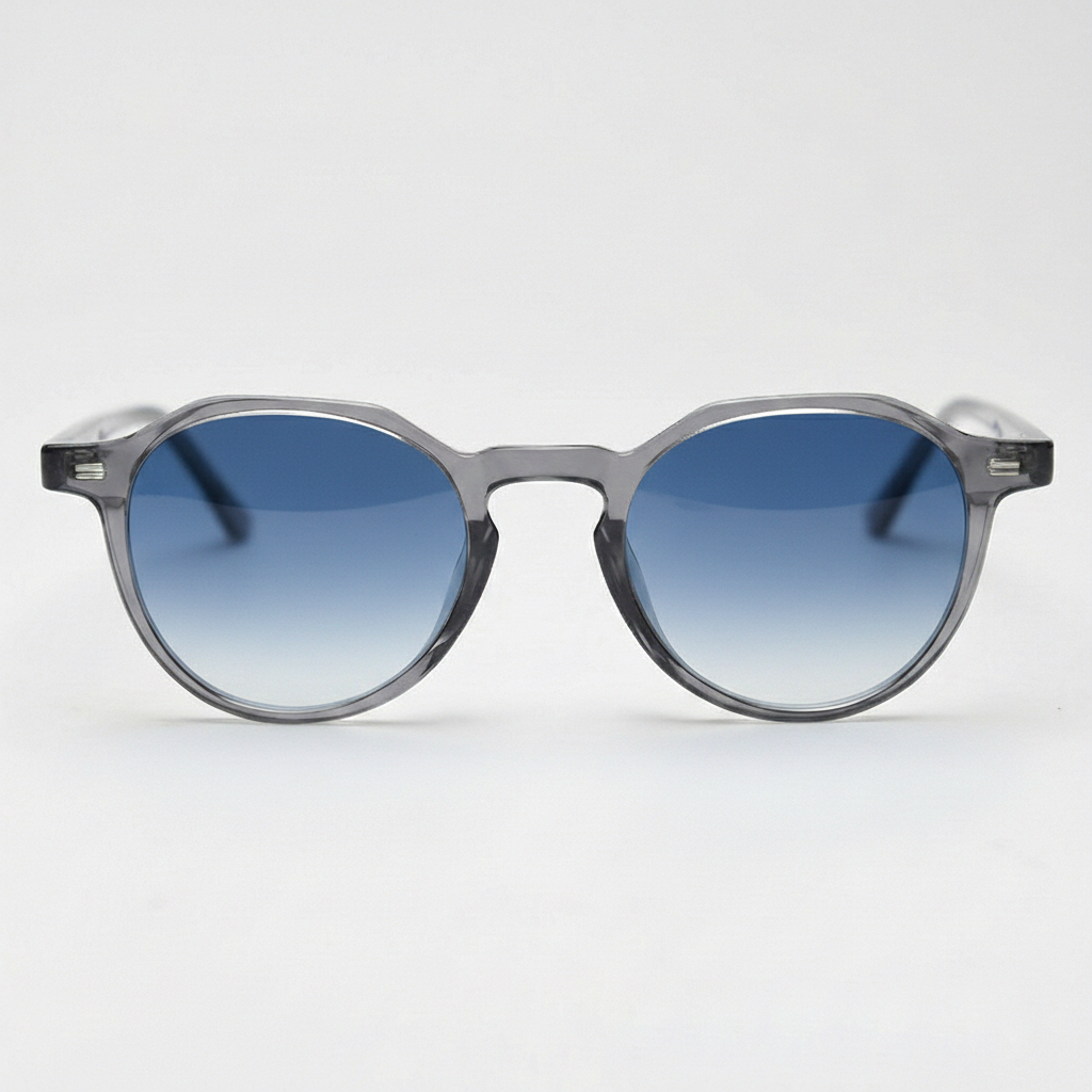 Cherry Blue Gradient Lens Sunglasses - Grey Geometric TR90 Frame - Front View
