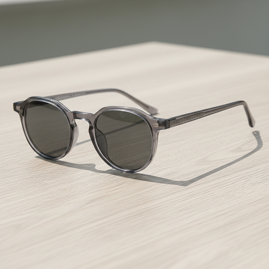Cherry Grey Tinted Lens Sunglasses - Grey Geometric TR90 Frame - Lifestyle Shot