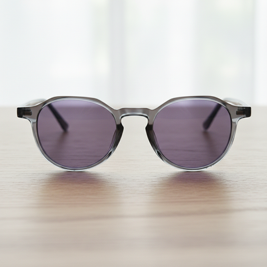 Cherry Purple Tinted Lens Sunglasses - Grey Geometric TR90 Frame - Lifestyle Shot