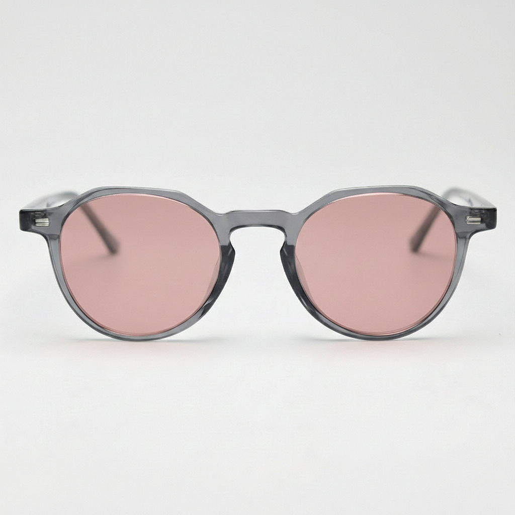 Cherry Rose Tinted Lens Sunglasses - Grey Geometric TR90 Frame FL-41 Glasses - Front View