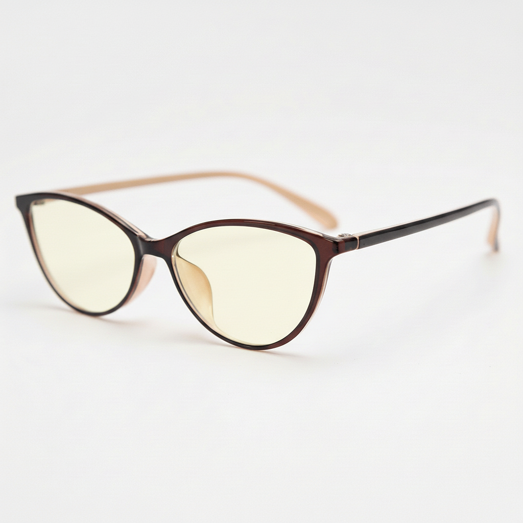 Dawn Blue Light Lens Glasses - Red Cat-eye TR90 Frame - Side View