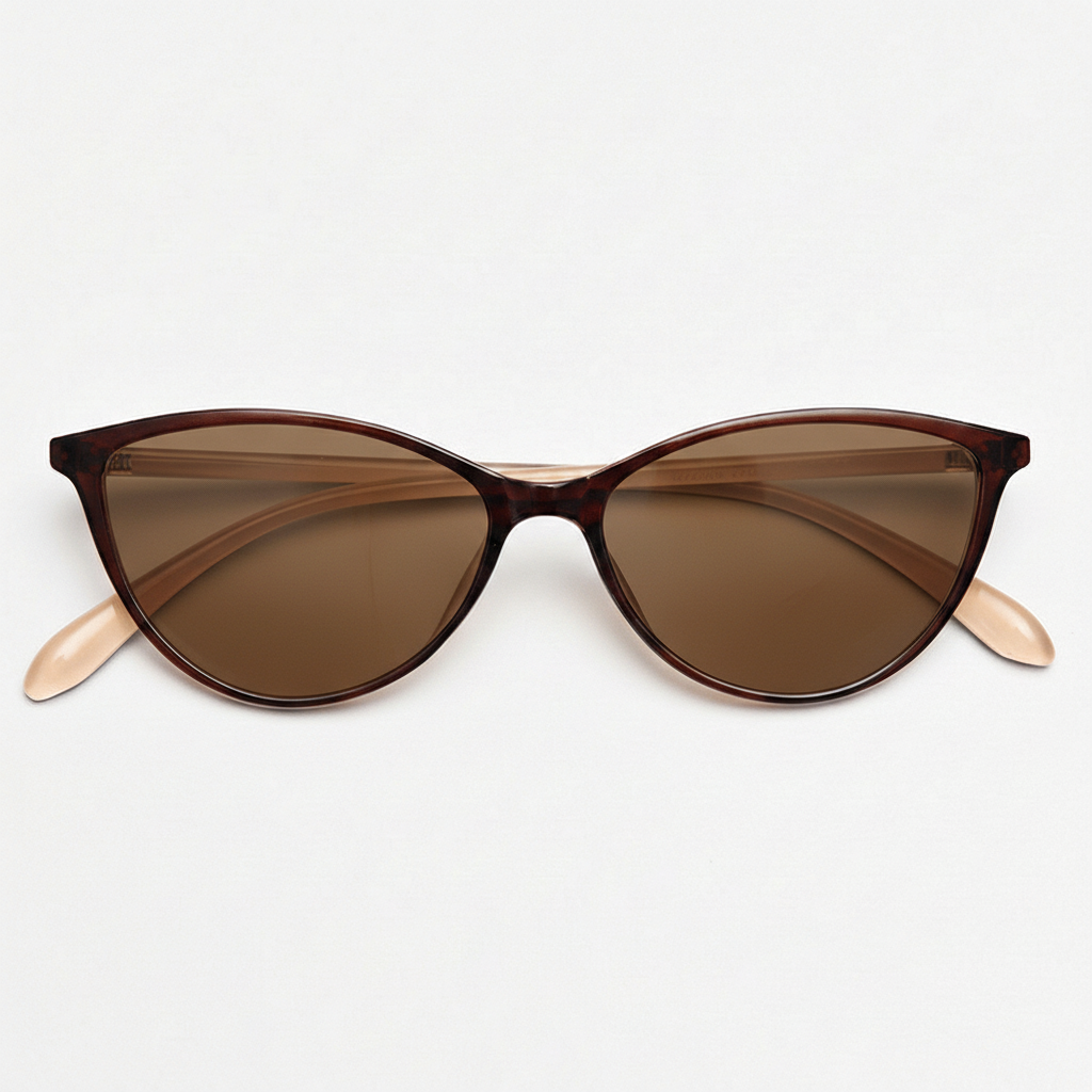 Dawn Brown Tinted Lens Sunglasses - Red Cat-eye TR90 Frame - Front View
