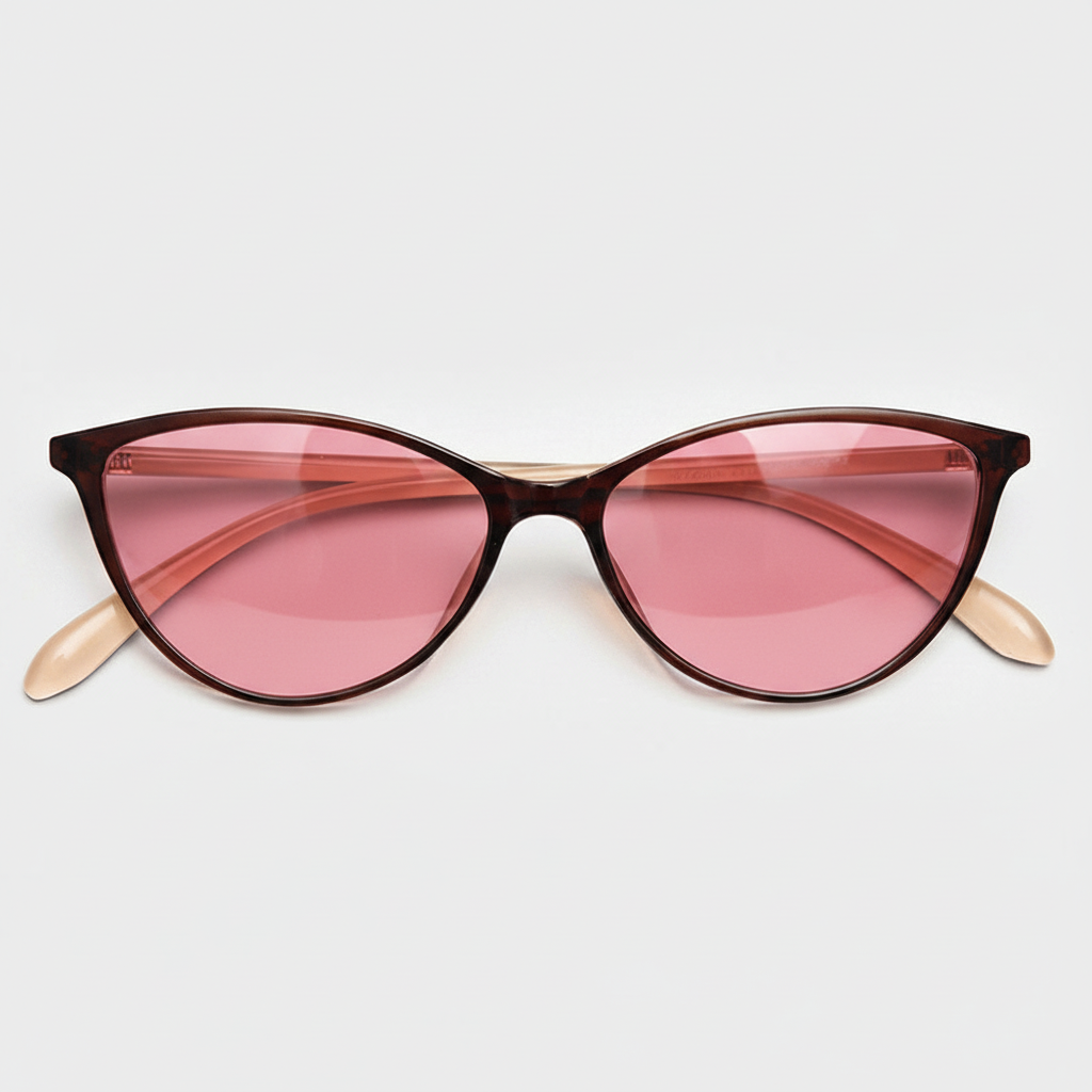 Dawn Pink Tinted Lens Sunglasses - Red Cat-eye TR90 Frame - Front View