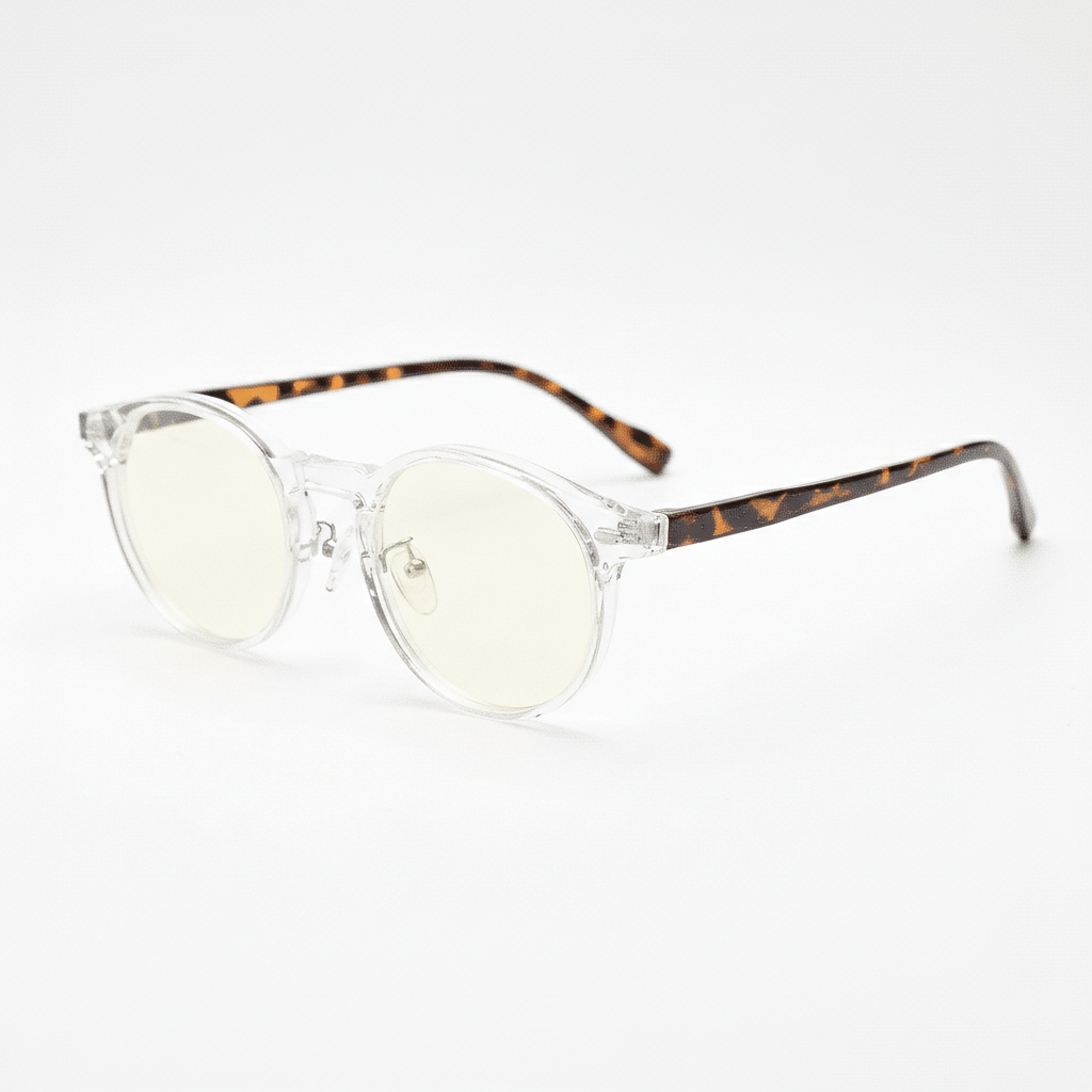 Erin Blue Light Lens Glasses - Clear Round TR90 Frame - Side View