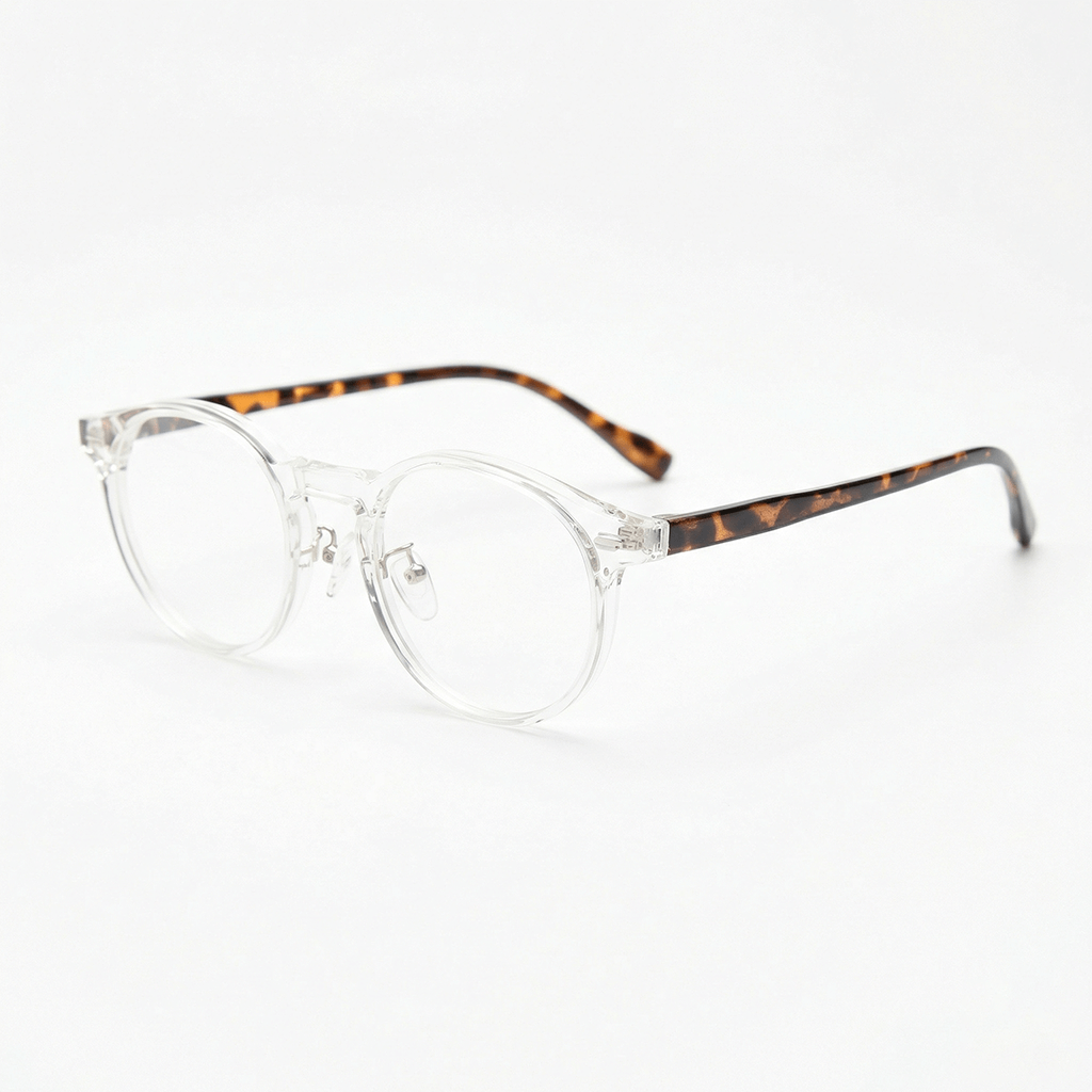 Erin Clear Lens Glasses - Clear Round TR90 Frame - Side View