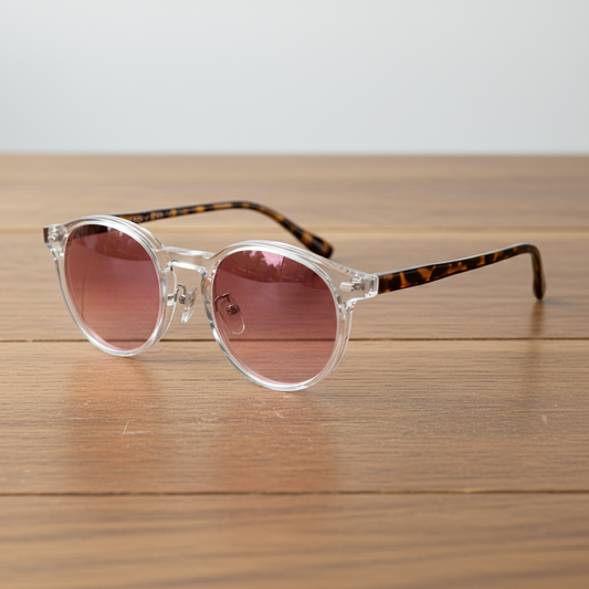 Erin Pink Gradient Lens Sunglasses - Clear Round TR90 Frame - Lifestyle Shot