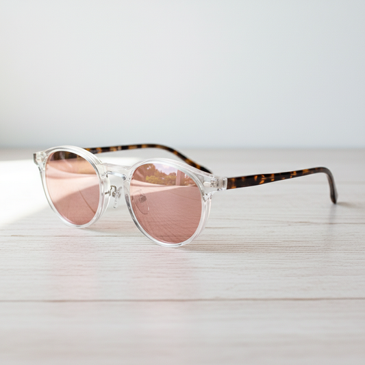 Erin Rose Tinted Lens Sunglasses - Clear Round TR90 Frame FL-41 Glasses - Lifestyle Shot