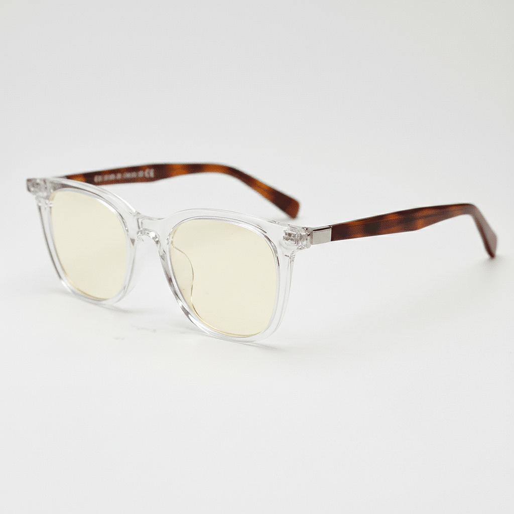 Faith Blue Light Lens Glasses - Clear Rectangle TR90 Frame - Side View