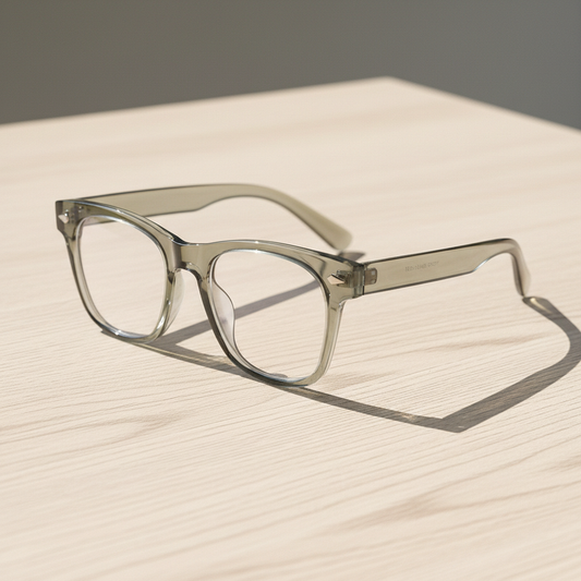 Julie Clear Lens Glasses - Green Rectangle TR90 Frame - Lifestyle Shot