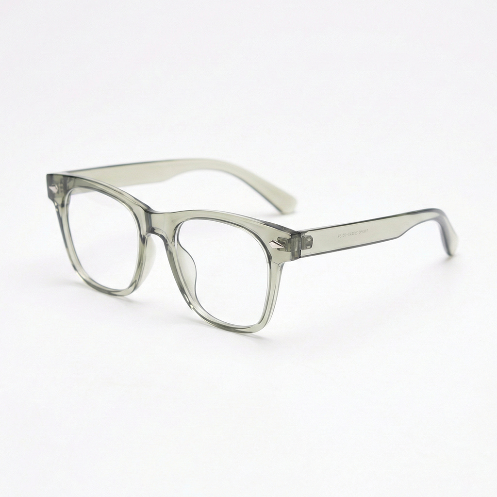 Julie Clear Lens Glasses - Green Rectangle TR90 Frame - Side View