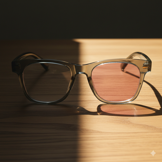 Julie Pink Photochromic Lens Glasses - Green Rectangle TR90 Frame - Lifestyle Shot