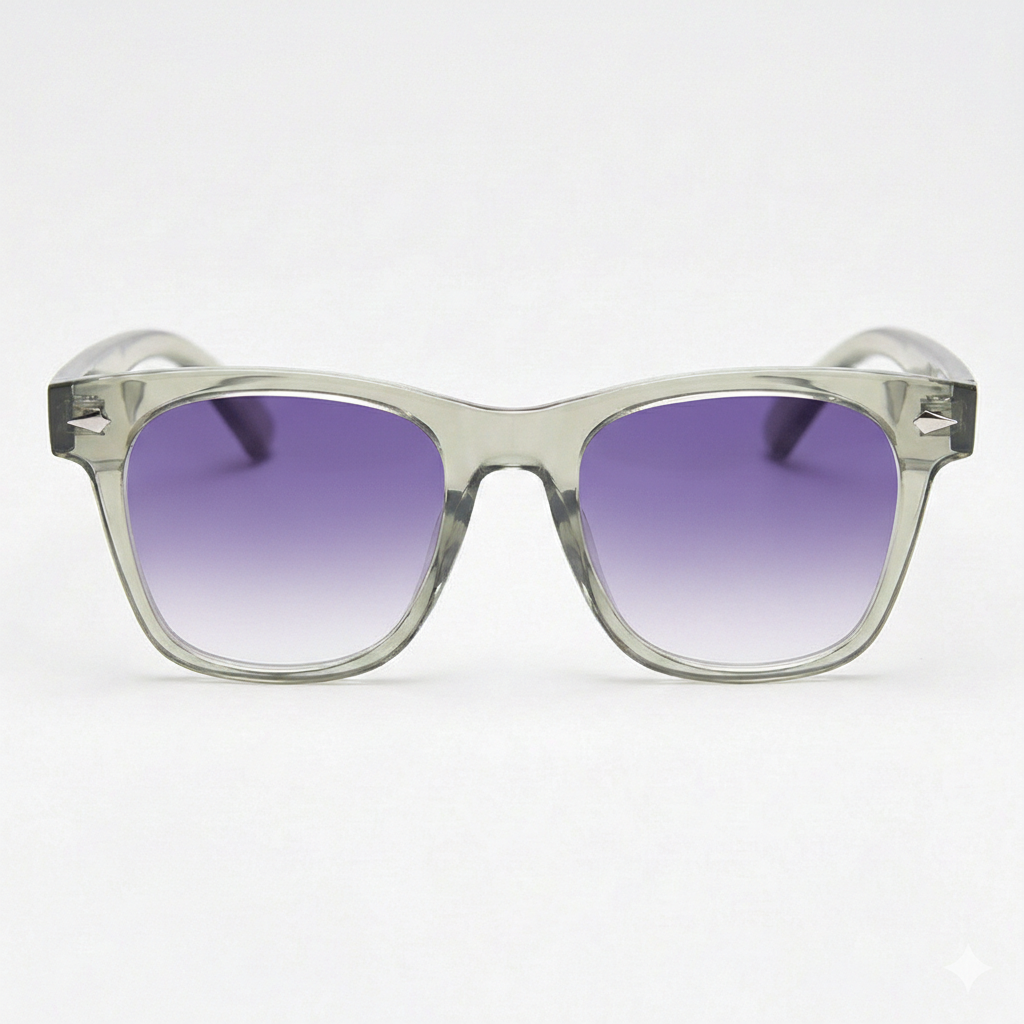Julie Purple Gradient Lens Sunglasses - Green Rectangle TR90 Frame - Front View