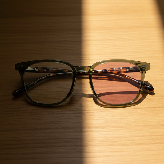 Sherry Pink Photochromic Lens Glasses Lifestyle Shot