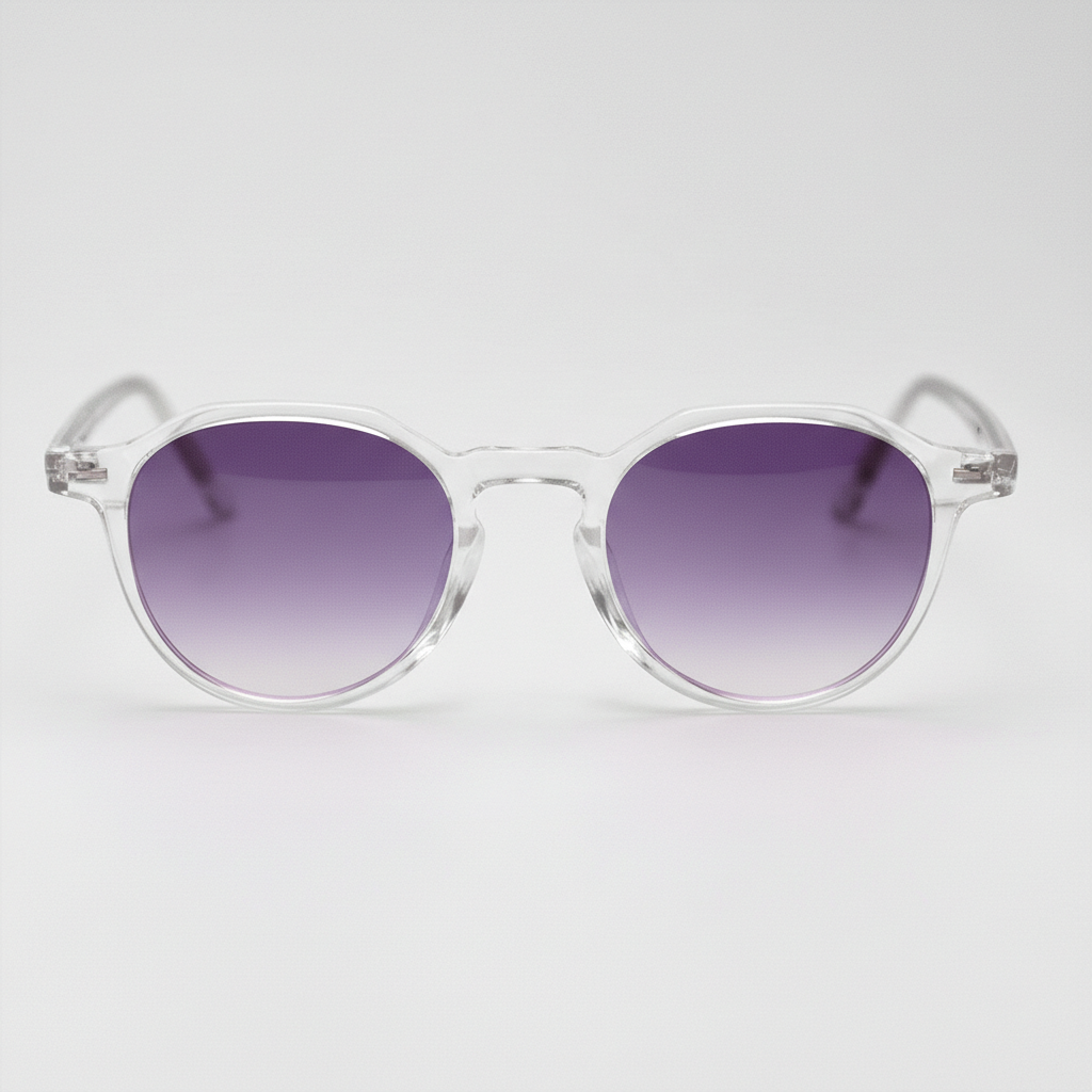 Susan Purple Gradient Lens Sunglasses - Clear Geometric TR90 Frame - Front View