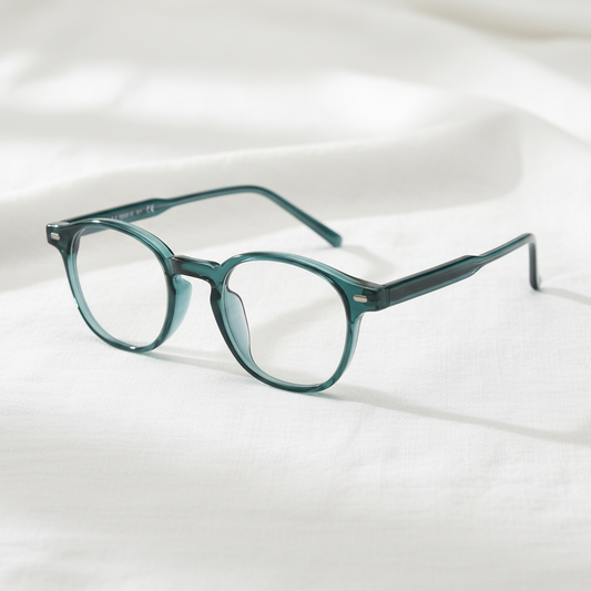 Tina Clear Lens Glasses - Green Round TR90 Frame - Lifestyle Shot