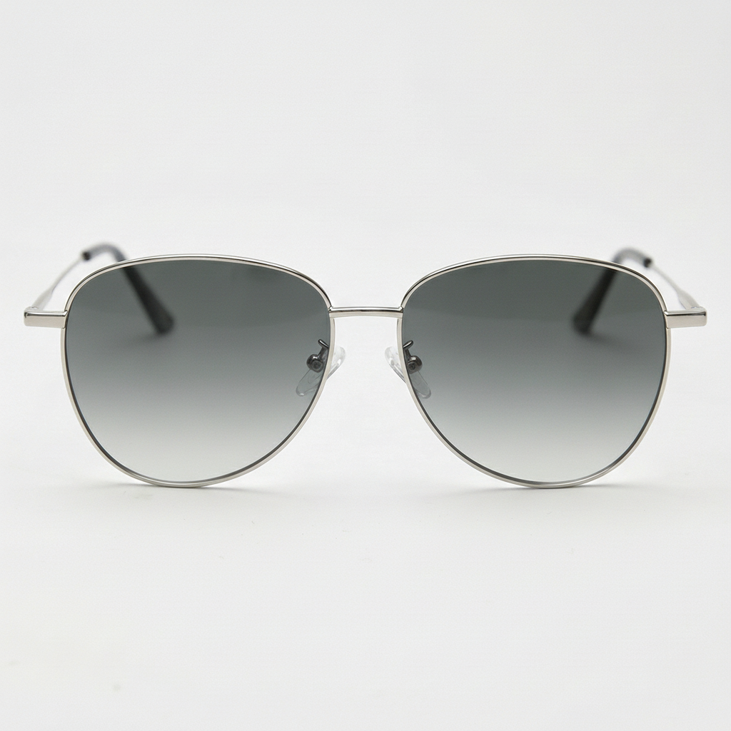 Zoe Grey Gradient Lens Sunglasses - Silver Aviator Metal Frame - Front View