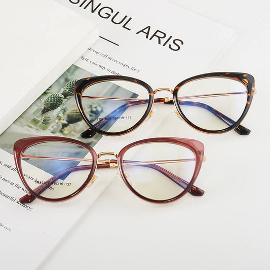 TXOME Trendy Cat Eye Clear Glasses -TXOME