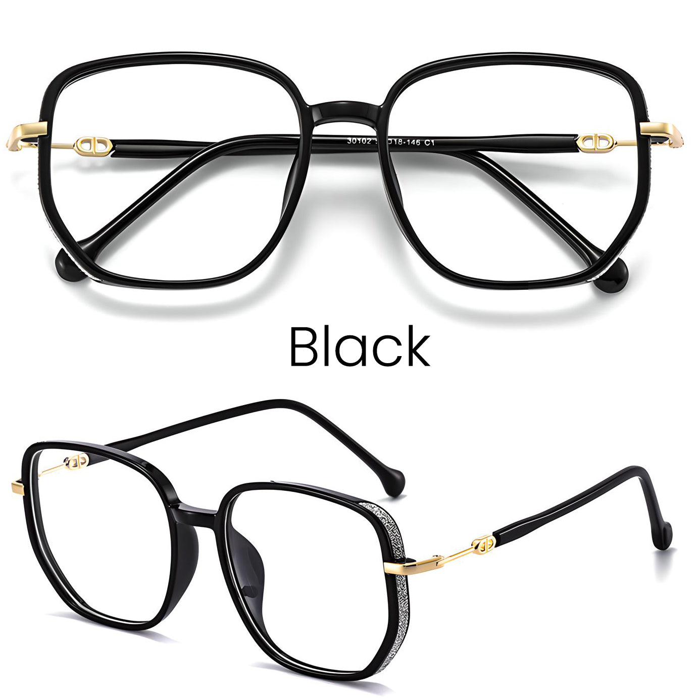 TXOME Lucky Vintage Bling Big Frame Glasses