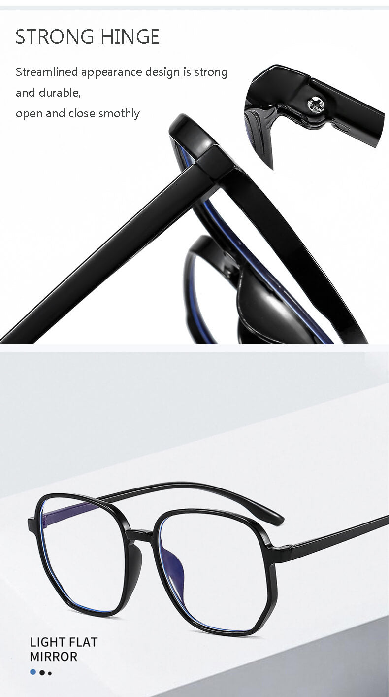 TXOME Big Polygon Blue Clear Glasses