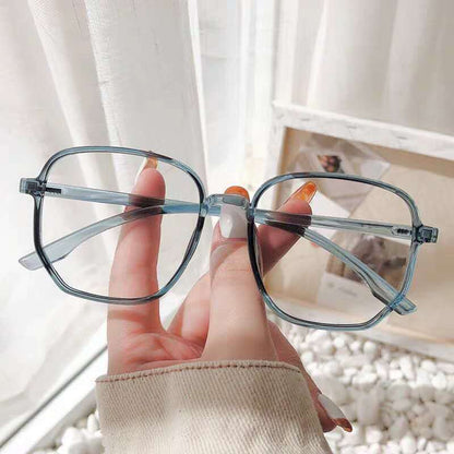 TXOME Big Polygon Blue Clear Glasses