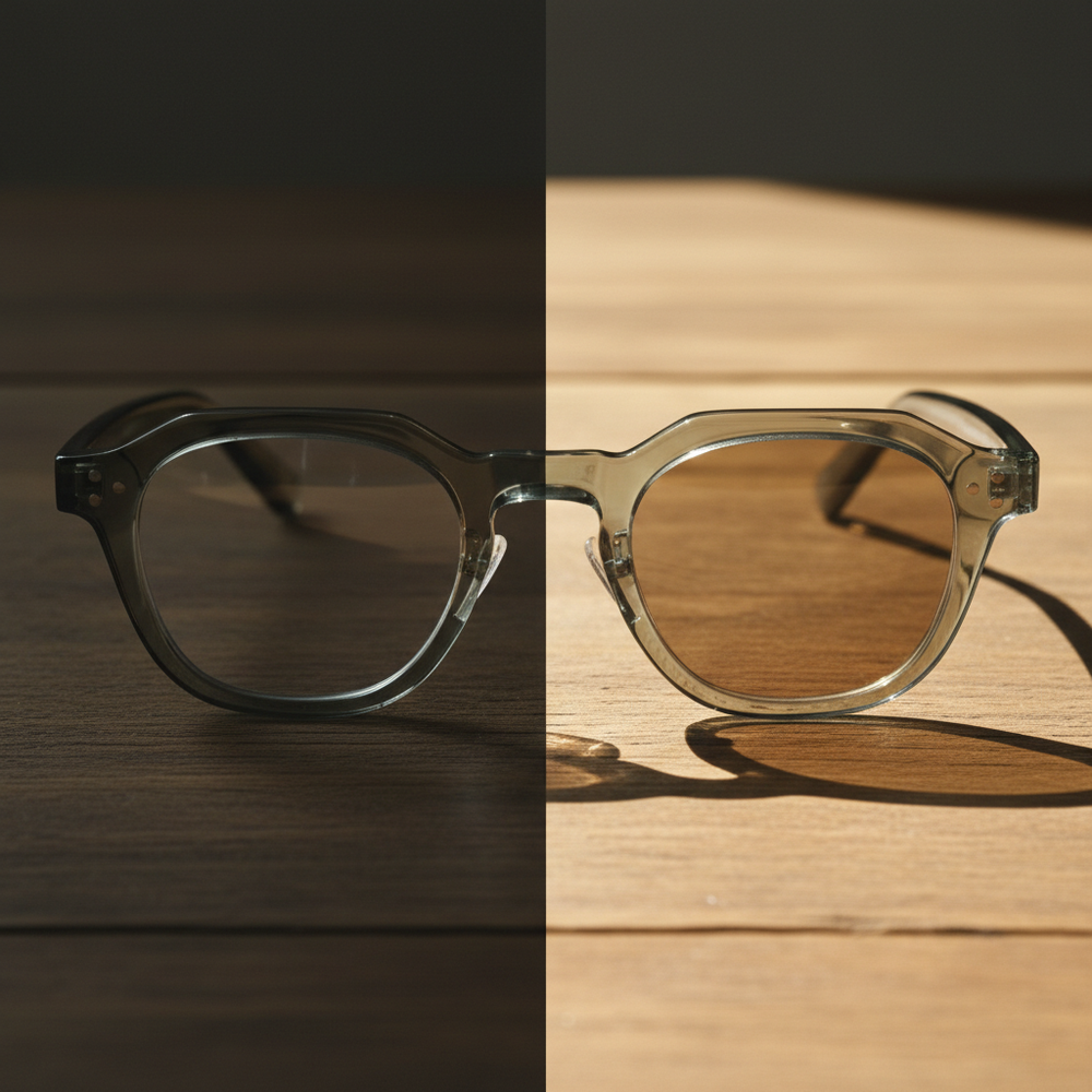 April Brown Photochromic Lens Glasses - Transparent green Geometric TR90 Frame