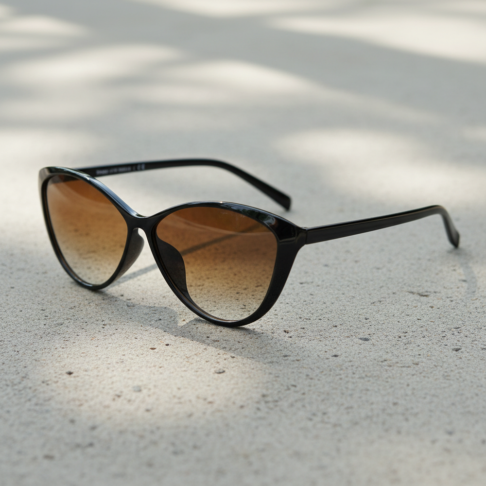 Carol Brown Gradient Lens Sunglasses - Glossy black Cat-eye TR90 Frame