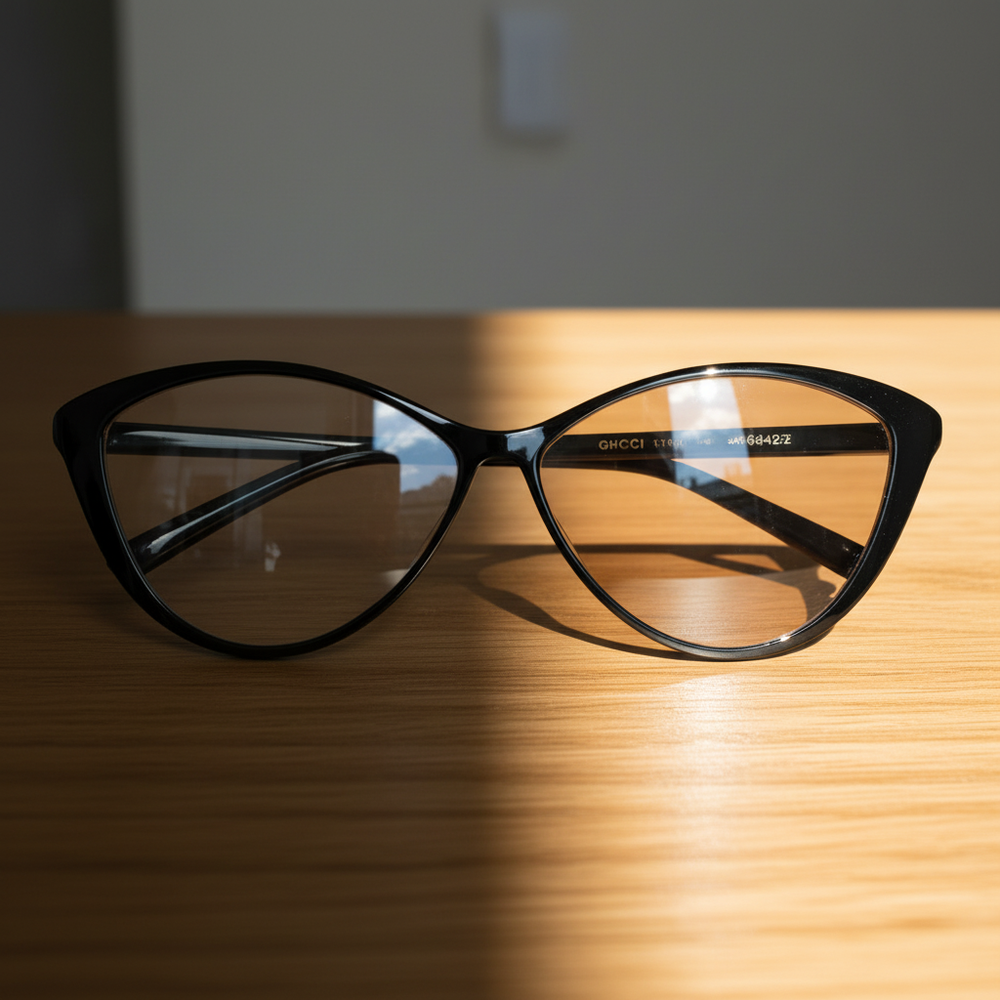 Carol Brown Photochromic Lens Glasses - Glossy black Cat-eye TR90 Frame