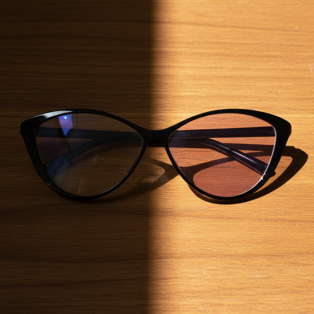 Carol Pink Photochromic Lens Glasses - Glossy black Cat-eye TR90 Frame