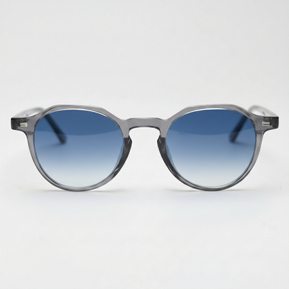 Cherry Blue Gradient Lens Sunglasses - Grey Geometric TR90 Frame - Front View