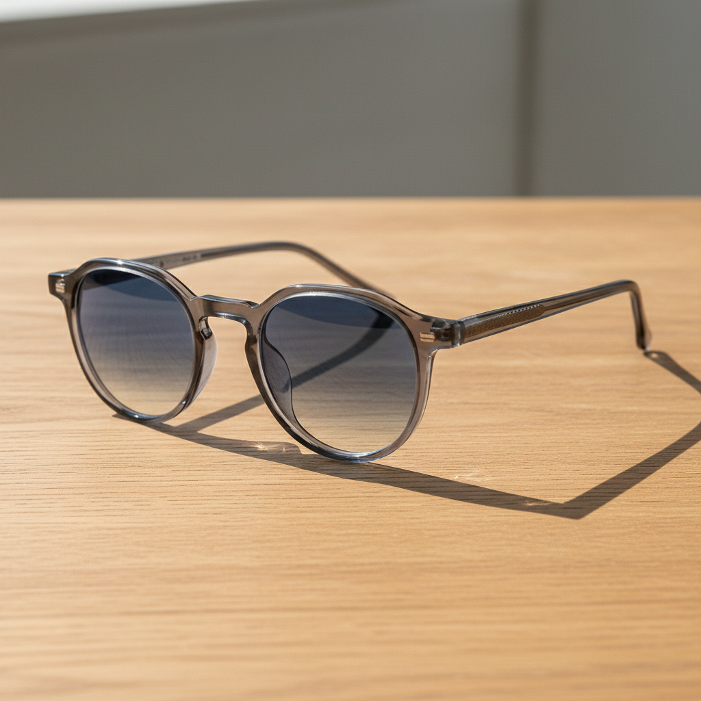 Cherry Blue Gradient Lens Sunglasses - Grey Geometric TR90 Frame - Lifestyle Shot