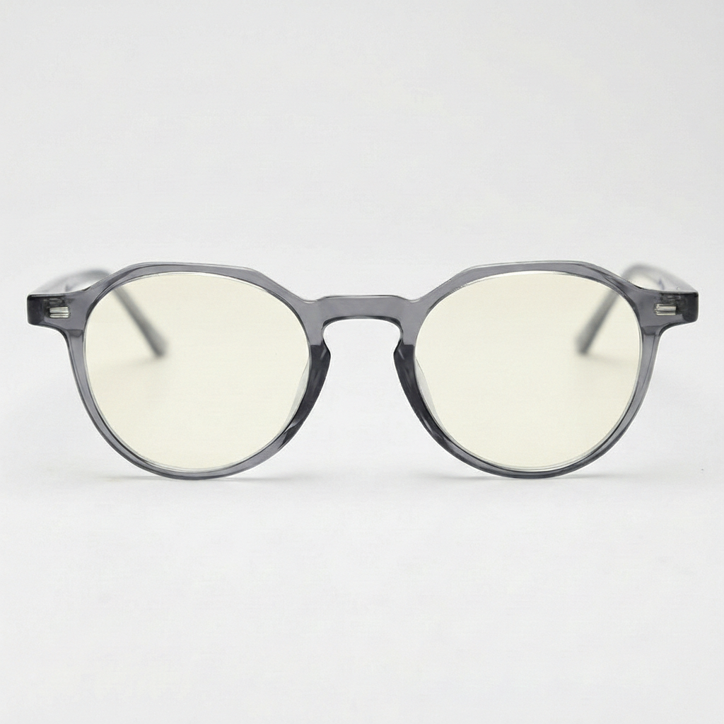 Cherry Blue Light Lens Glasses - Grey Geometric TR90 Frame - Front View