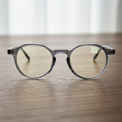 Cherry Blue Light Lens Glasses - Grey Geometric TR90 Frame - Lifestyle Shot