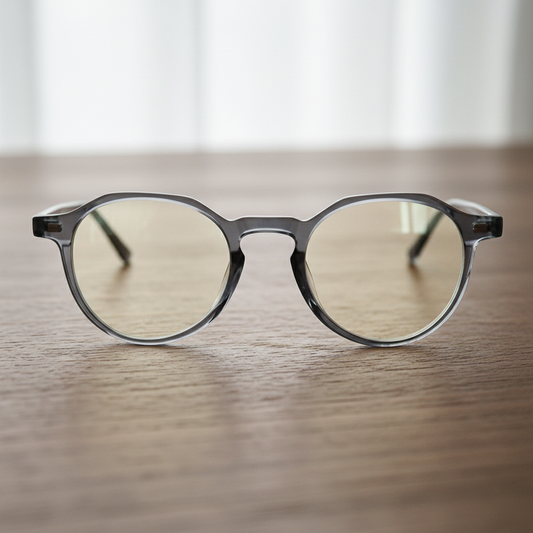 Cherry Blue Light Lens Glasses - Grey Geometric TR90 Frame - Lifestyle Shot