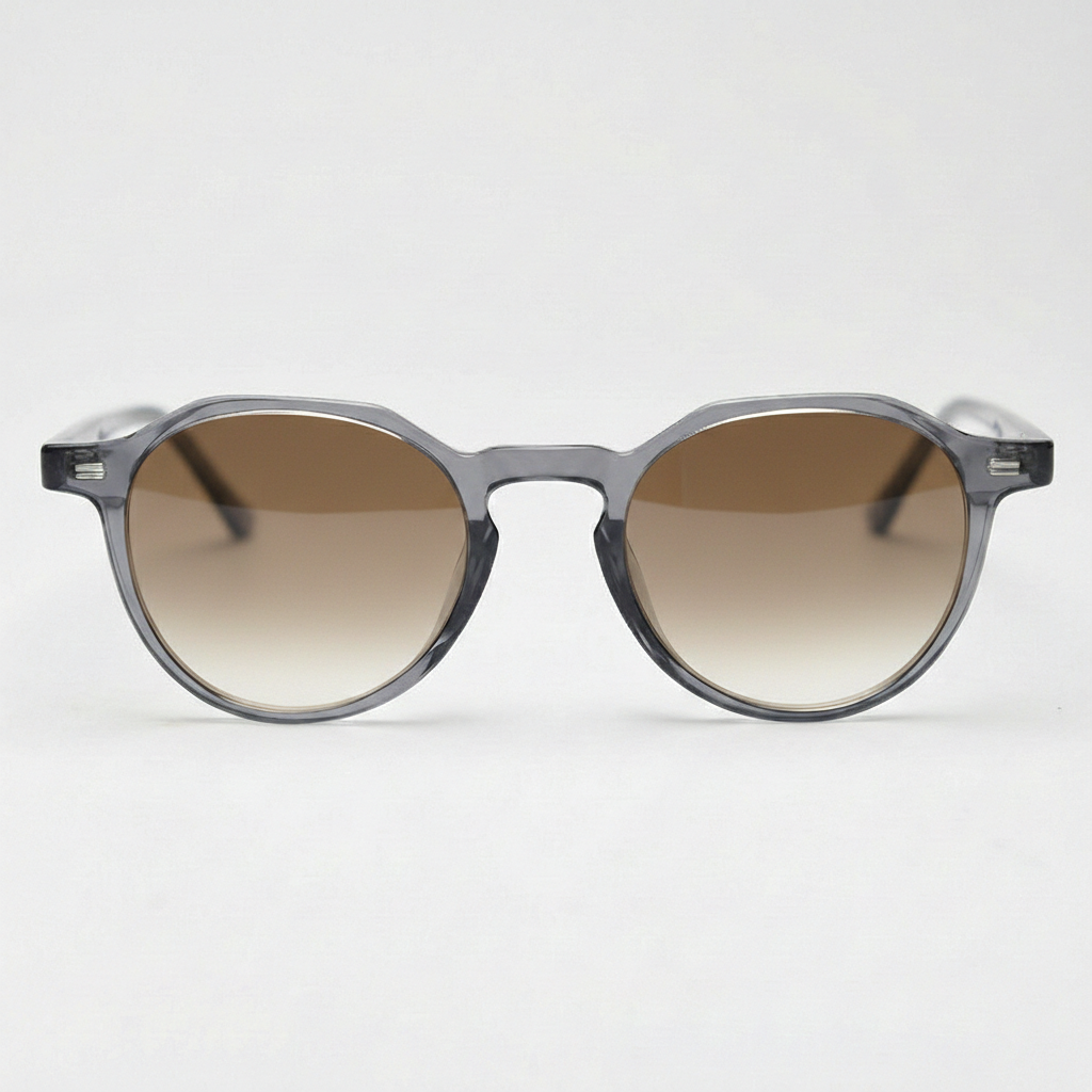 Cherry Brown Gradient Lens Sunglasses - Grey Geometric TR90 Frame - Front View