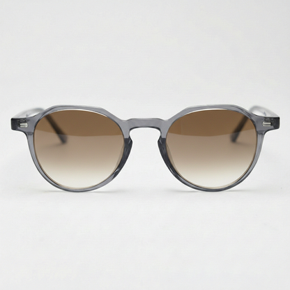 Cherry Brown Gradient Lens Sunglasses - Grey Geometric TR90 Frame - Front View