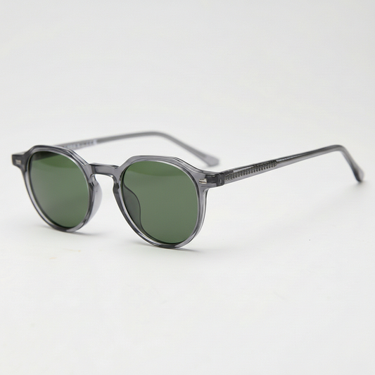 Cherry Green Tinted Lens Sunglasses - Grey Geometric TR90 Frame - Side View
