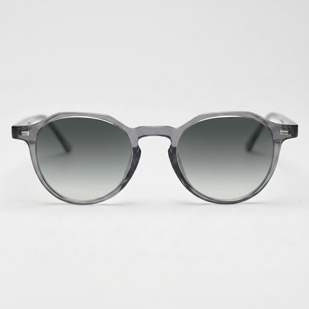 Cherry Grey Gradient Lens Sunglasses - Grey Geometric TR90 Frame - Front View