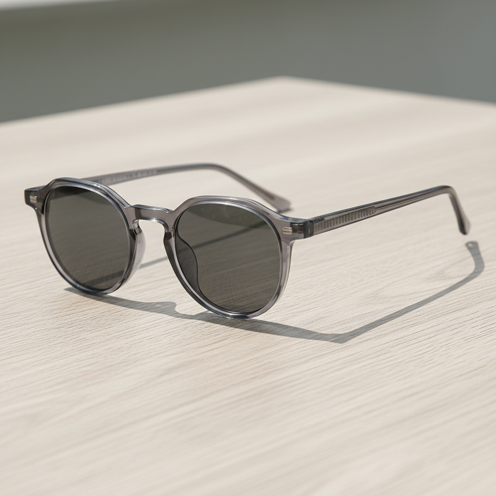 Cherry Grey Tinted Lens Sunglasses - Grey Geometric TR90 Frame