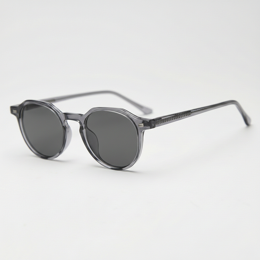 Cherry Grey Tinted Lens Sunglasses - Grey Geometric TR90 Frame - Side View
