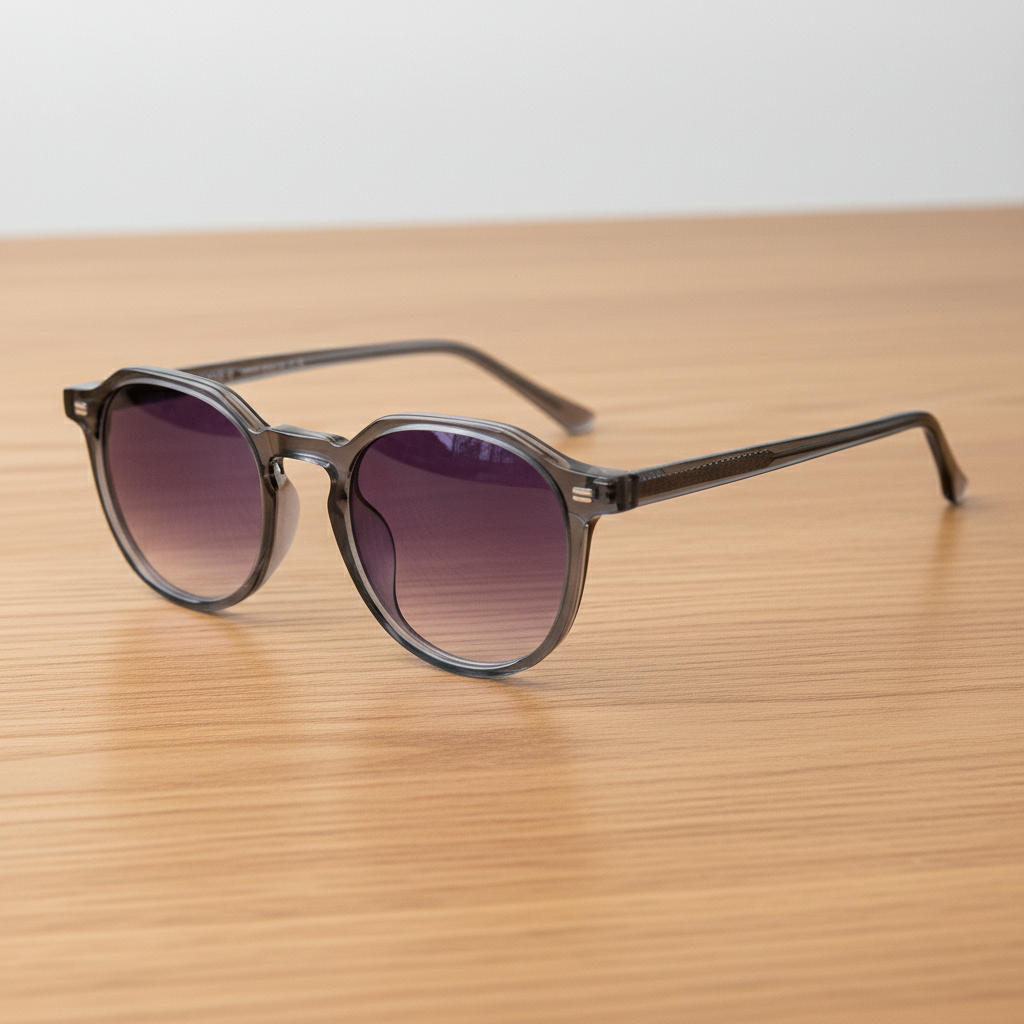 Cherry Purple Gradient Lens Sunglasses - Grey Geometric TR90 Frame - Lifestyle Shot
