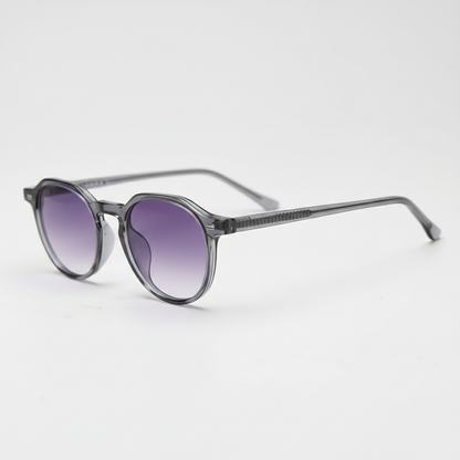 Cherry Purple Gradient Lens Sunglasses - Grey Geometric TR90 Frame - Side View