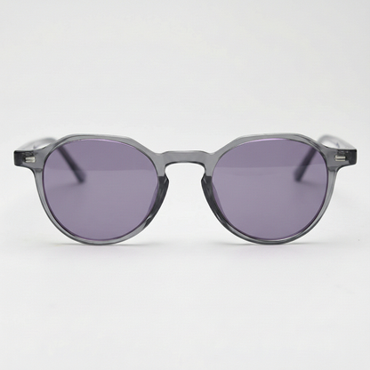 Cherry Purple Tinted Lens Sunglasses - Grey Geometric TR90 Frame - Front View