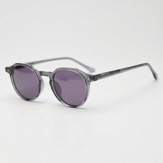 Cherry Purple Tinted Lens Sunglasses - Grey Geometric TR90 Frame - Side View
