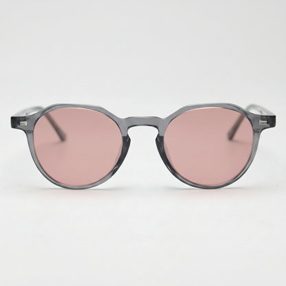 Cherry Rose Tinted Lens Sunglasses - Grey Geometric TR90 Frame FL-41 Glasses - Front View