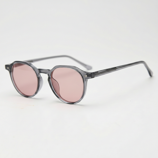 Cherry Rose Tinted Lens Sunglasses - Grey Geometric TR90 Frame FL-41 Glasses - Side View