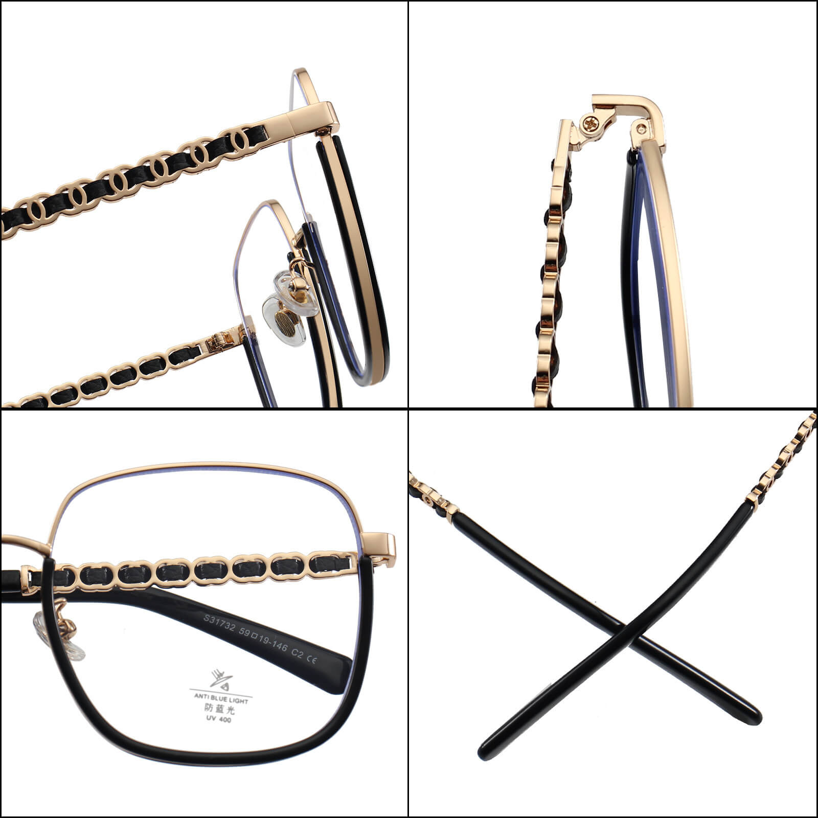 TXOME Max Chain Square Frame Glasses