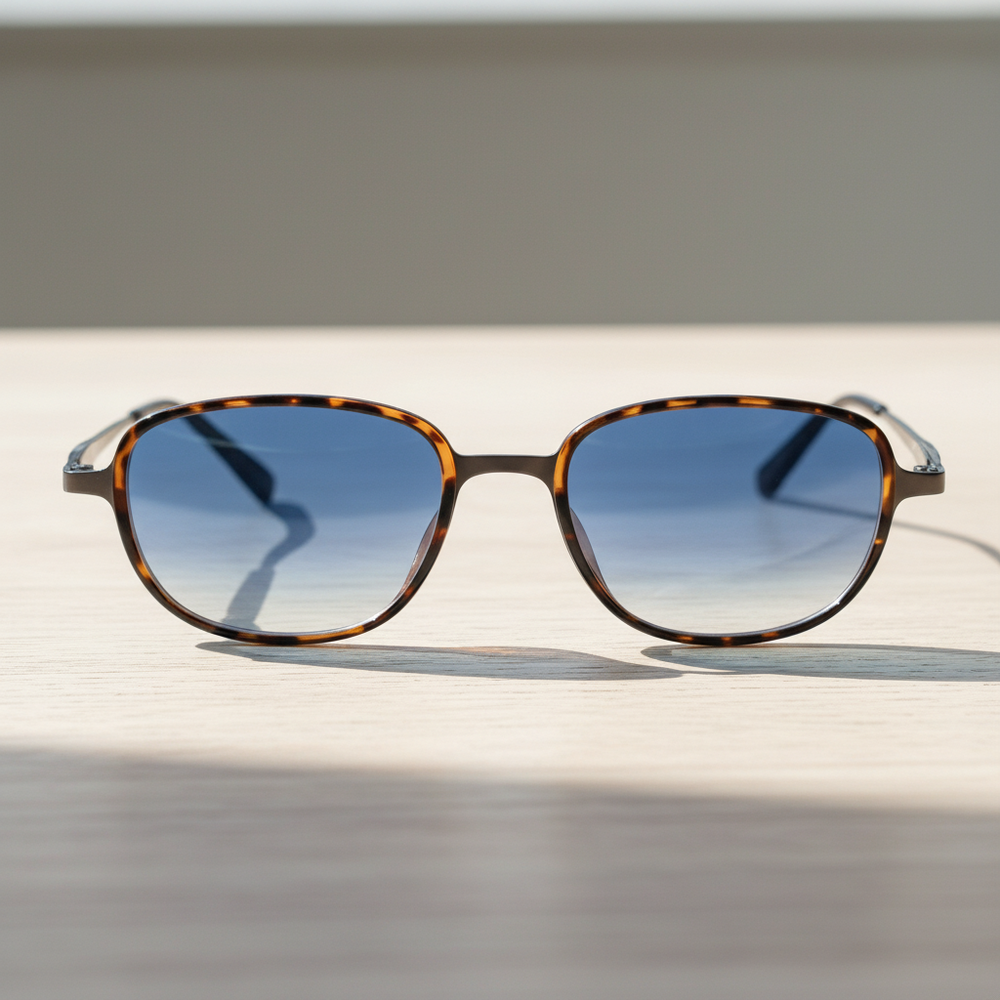 Dale Blue Gradient Lens Sunglasses - Tortoise Oval TR90 Frame