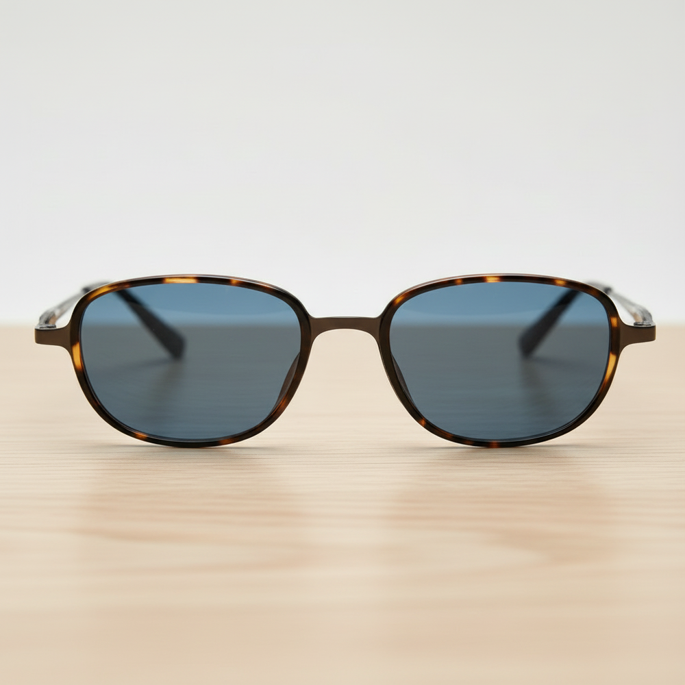 Dale Blue Tinted Lens Sunglasses - Tortoise Oval TR90 Frame